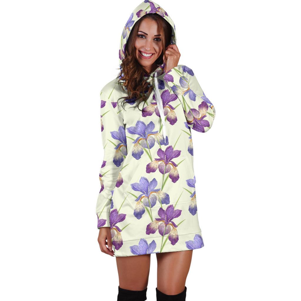 Iris Pattern Print Design IR08 Women Hoodie Dress