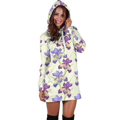 Iris Pattern Print Design IR08 Women Hoodie Dress