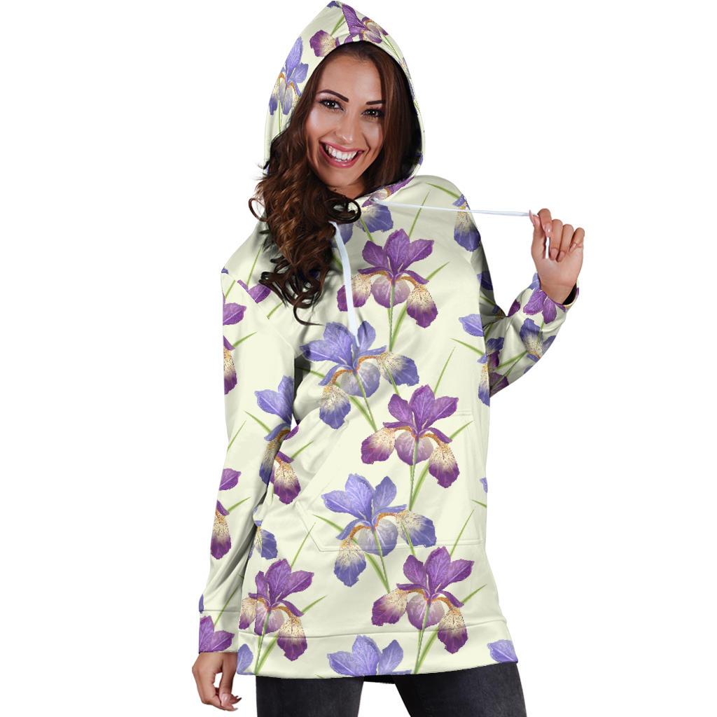Iris Pattern Print Design IR08 Women Hoodie Dress