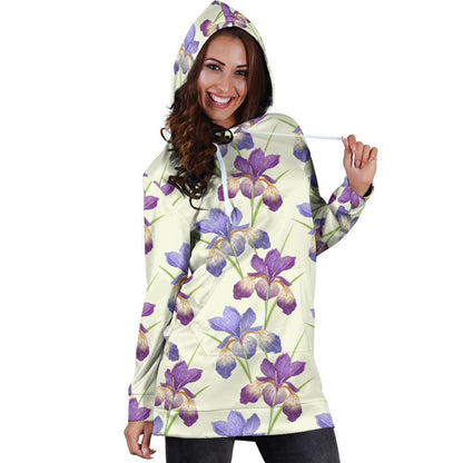 Iris Pattern Print Design IR08 Women Hoodie Dress