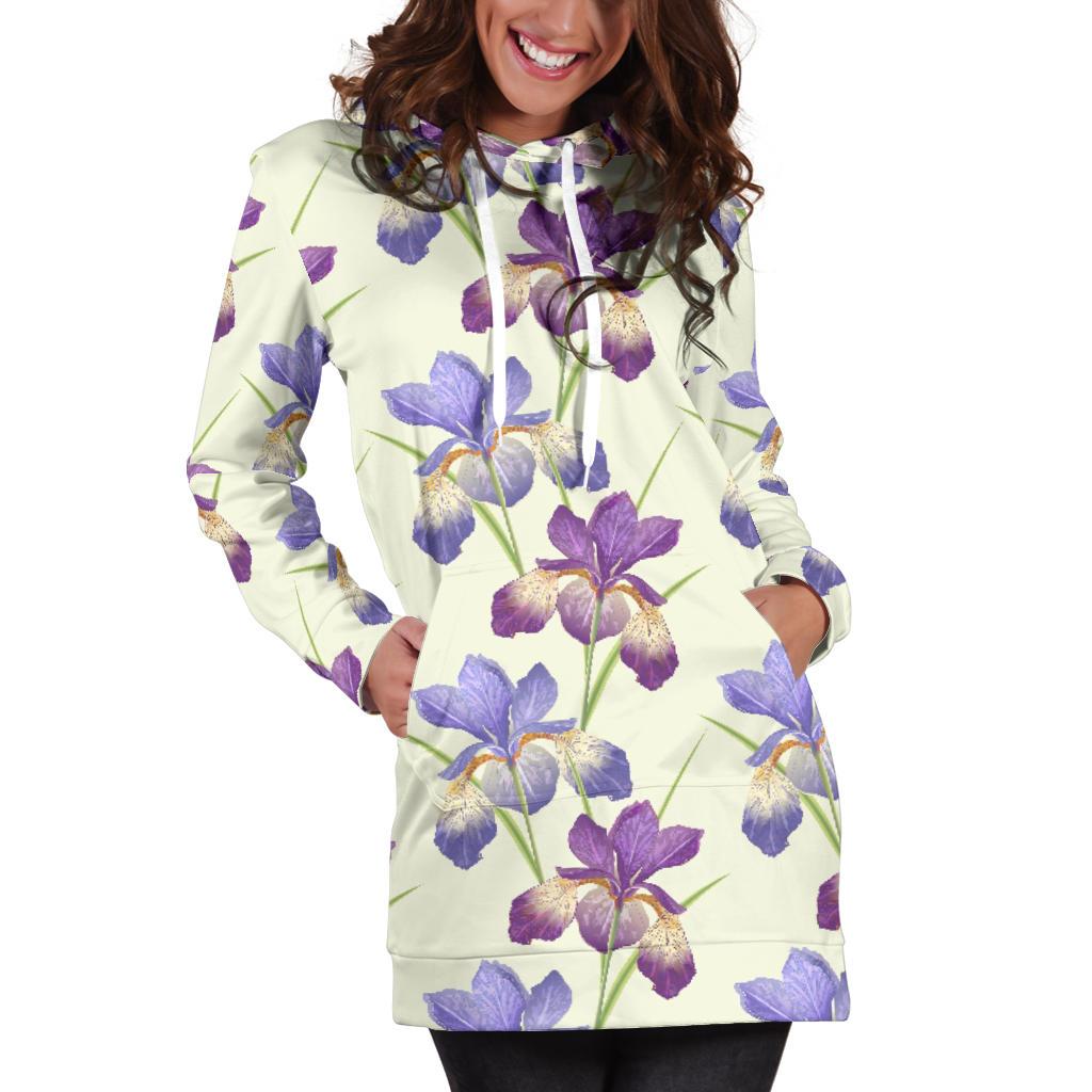 Iris Pattern Print Design IR08 Women Hoodie Dress