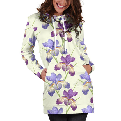 Iris Pattern Print Design IR08 Women Hoodie Dress