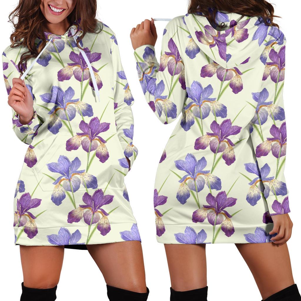 Iris Pattern Print Design IR08 Women Hoodie Dress