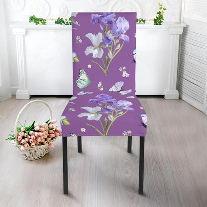 Iris Pattern Print Design IR09 Dining Chair Slipcover-JORJUNE.COM