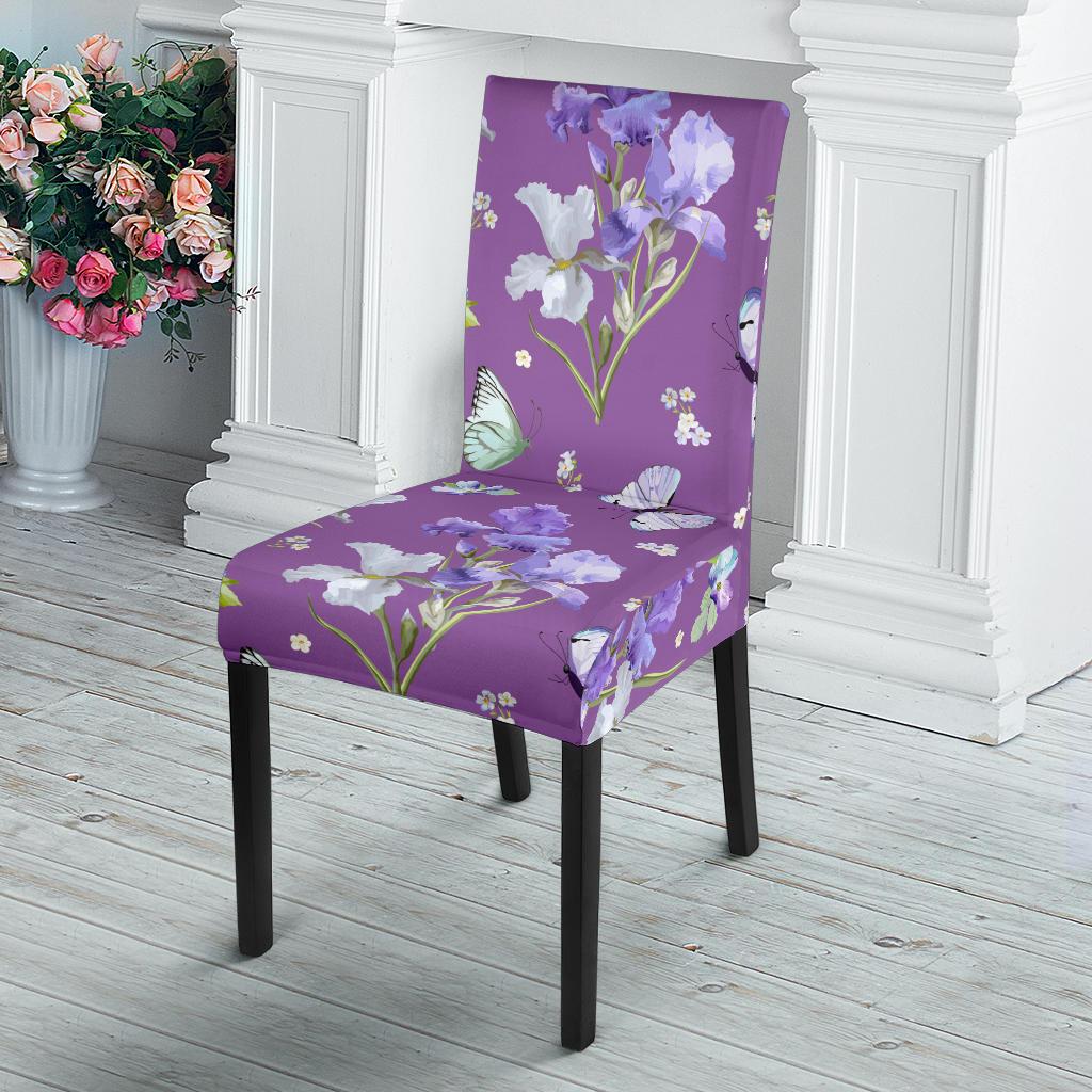 Iris Pattern Print Design IR09 Dining Chair Slipcover-JORJUNE.COM