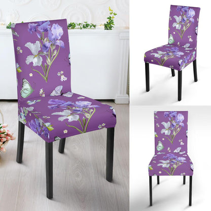 Iris Pattern Print Design IR09 Dining Chair Slipcover-JORJUNE.COM