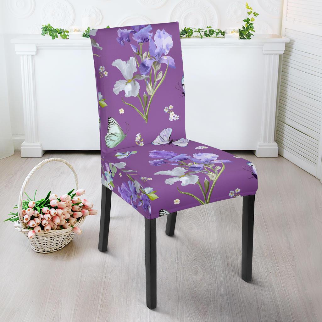 Iris Pattern Print Design IR09 Dining Chair Slipcover-JORJUNE.COM