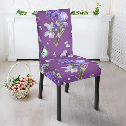 Iris Pattern Print Design IR09 Dining Chair Slipcover-JORJUNE.COM