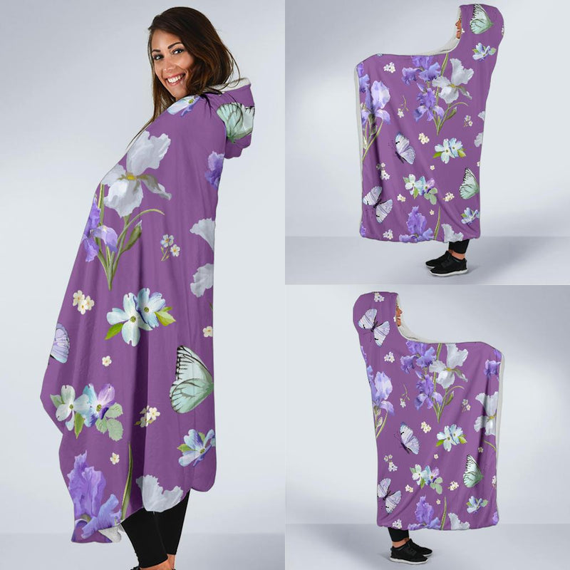 Iris Pattern Print Design IR09 Hooded Blanket-JORJUNE.COM