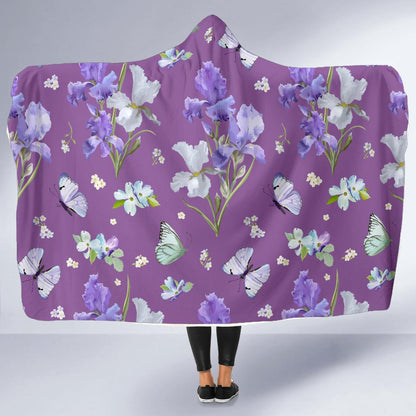 Iris Pattern Print Design IR09 Hooded Blanket-JORJUNE.COM