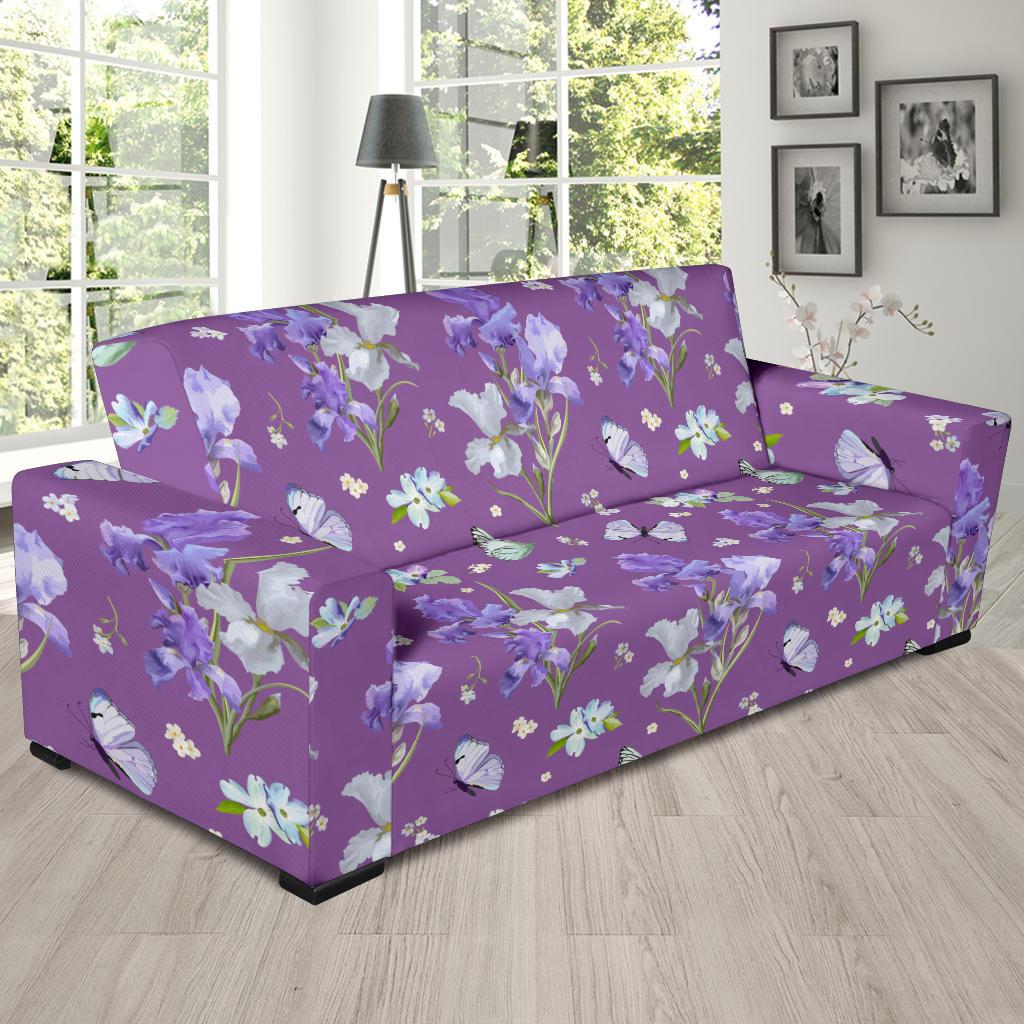 Iris Pattern Print Design IR09 Sofa Slipcover-JORJUNE.COM