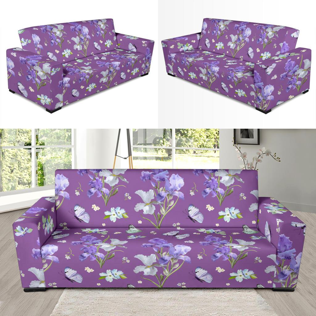 Iris Pattern Print Design IR09 Sofa Slipcover-JORJUNE.COM