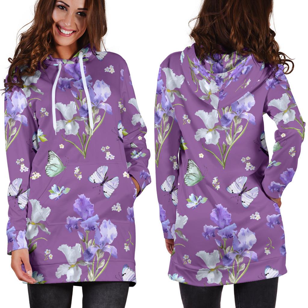 Iris Pattern Print Design IR09 Women Hoodie Dress