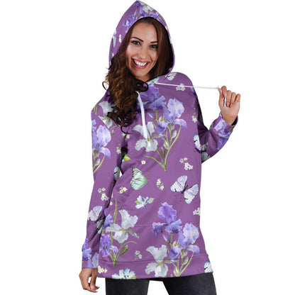 Iris Pattern Print Design IR09 Women Hoodie Dress