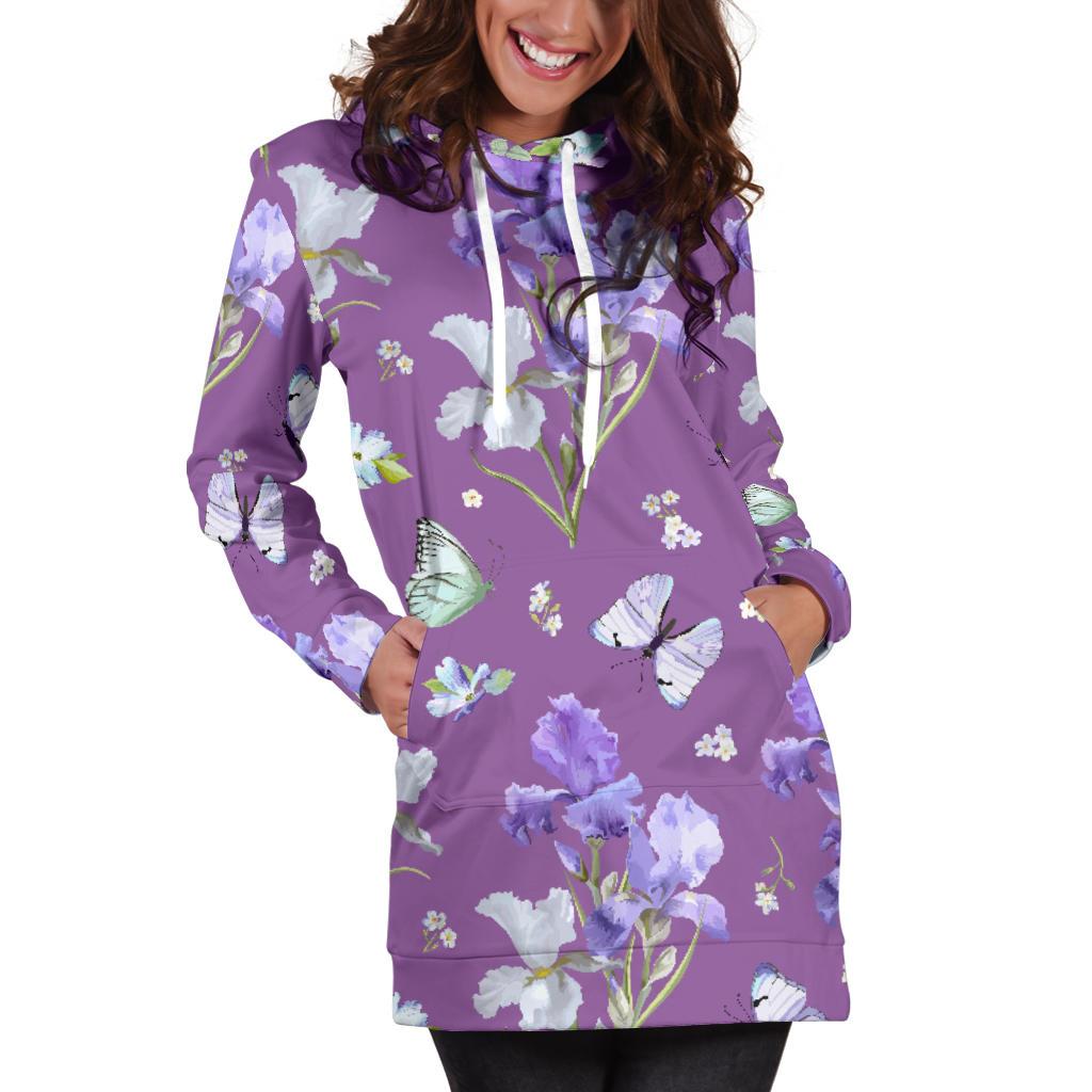 Iris Pattern Print Design IR09 Women Hoodie Dress