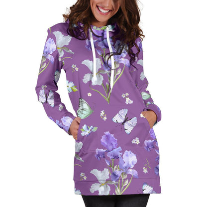 Iris Pattern Print Design IR09 Women Hoodie Dress