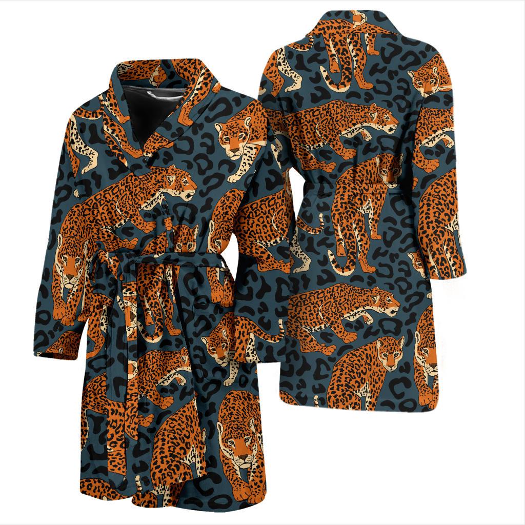 Jaguar Pattern Print Design 04 Men Bathrobe-JORJUNE.COM
