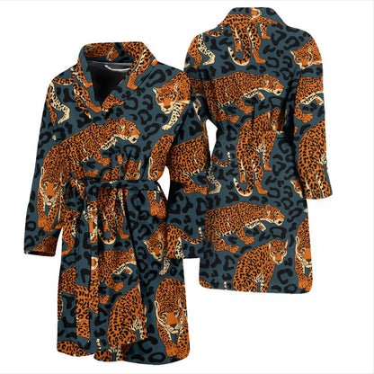 Jaguar Pattern Print Design 04 Men Bathrobe-JORJUNE.COM