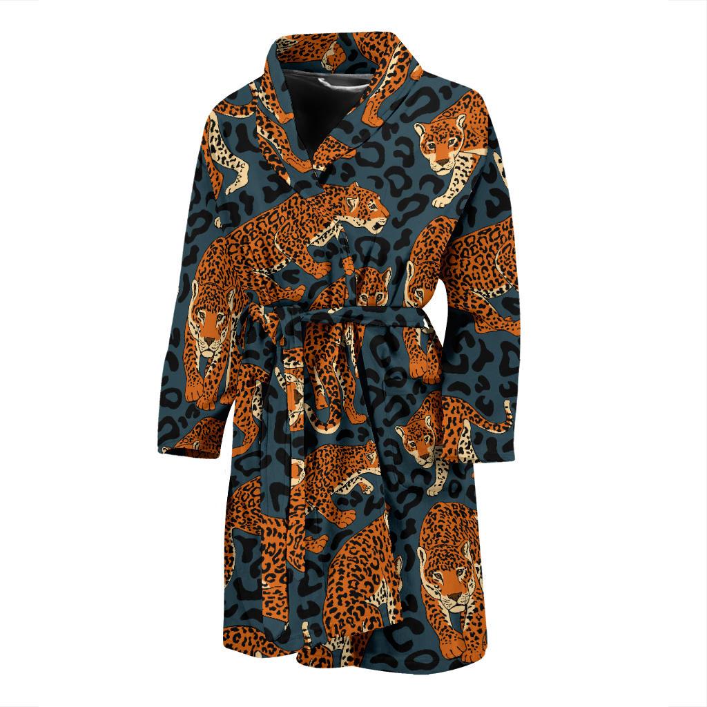 Jaguar Pattern Print Design 04 Men Bathrobe-JORJUNE.COM