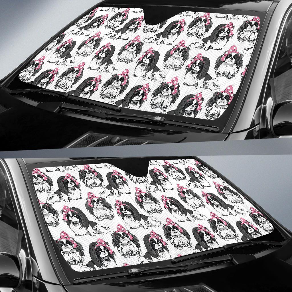 Japanese Chin Pattern Print Design 01 Car Sun Shades-JORJUNE.COM
