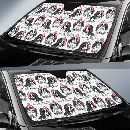 Japanese Chin Pattern Print Design 01 Car Sun Shades-JORJUNE.COM