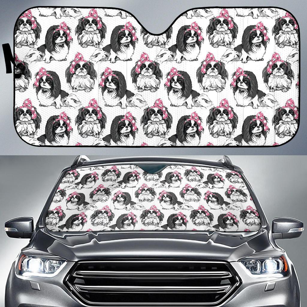 Japanese Chin Pattern Print Design 01 Car Sun Shades-JORJUNE.COM