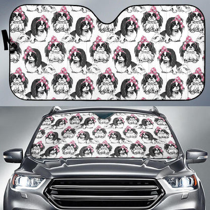 Japanese Chin Pattern Print Design 01 Car Sun Shades-JORJUNE.COM