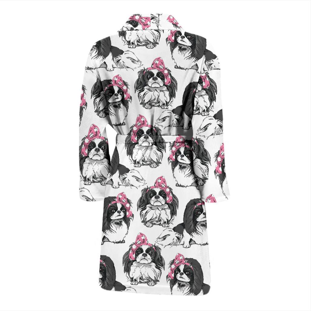 Japanese Chin Pattern Print Design 01 Men Bathrobe-JORJUNE.COM