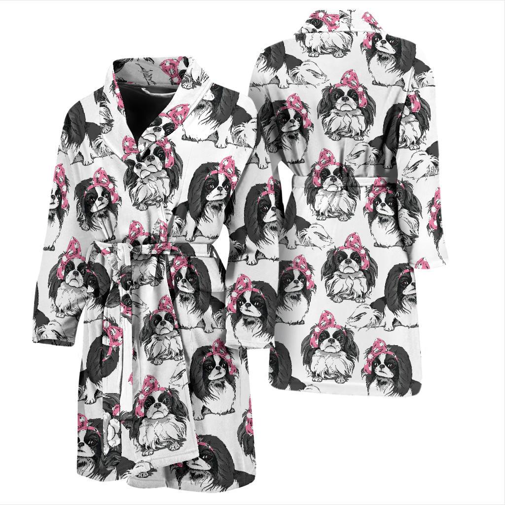 Japanese Chin Pattern Print Design 01 Men Bathrobe-JORJUNE.COM