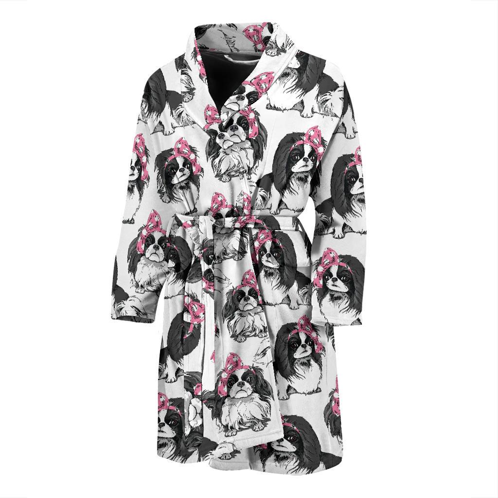 Japanese Chin Pattern Print Design 01 Men Bathrobe-JORJUNE.COM
