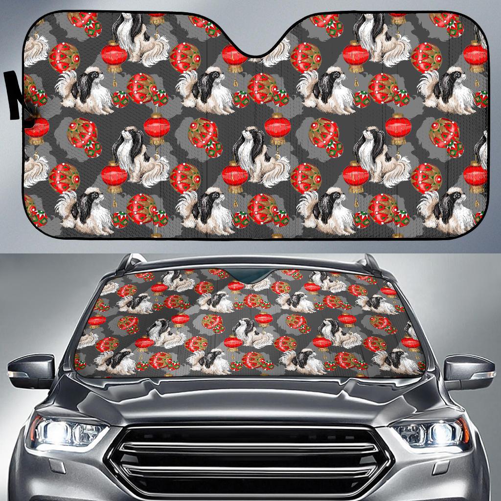 Japanese Chin Pattern Print Design 02 Car Sun Shades-JORJUNE.COM