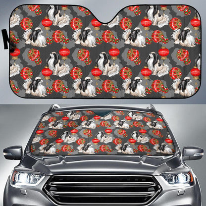 Japanese Chin Pattern Print Design 02 Car Sun Shades-JORJUNE.COM