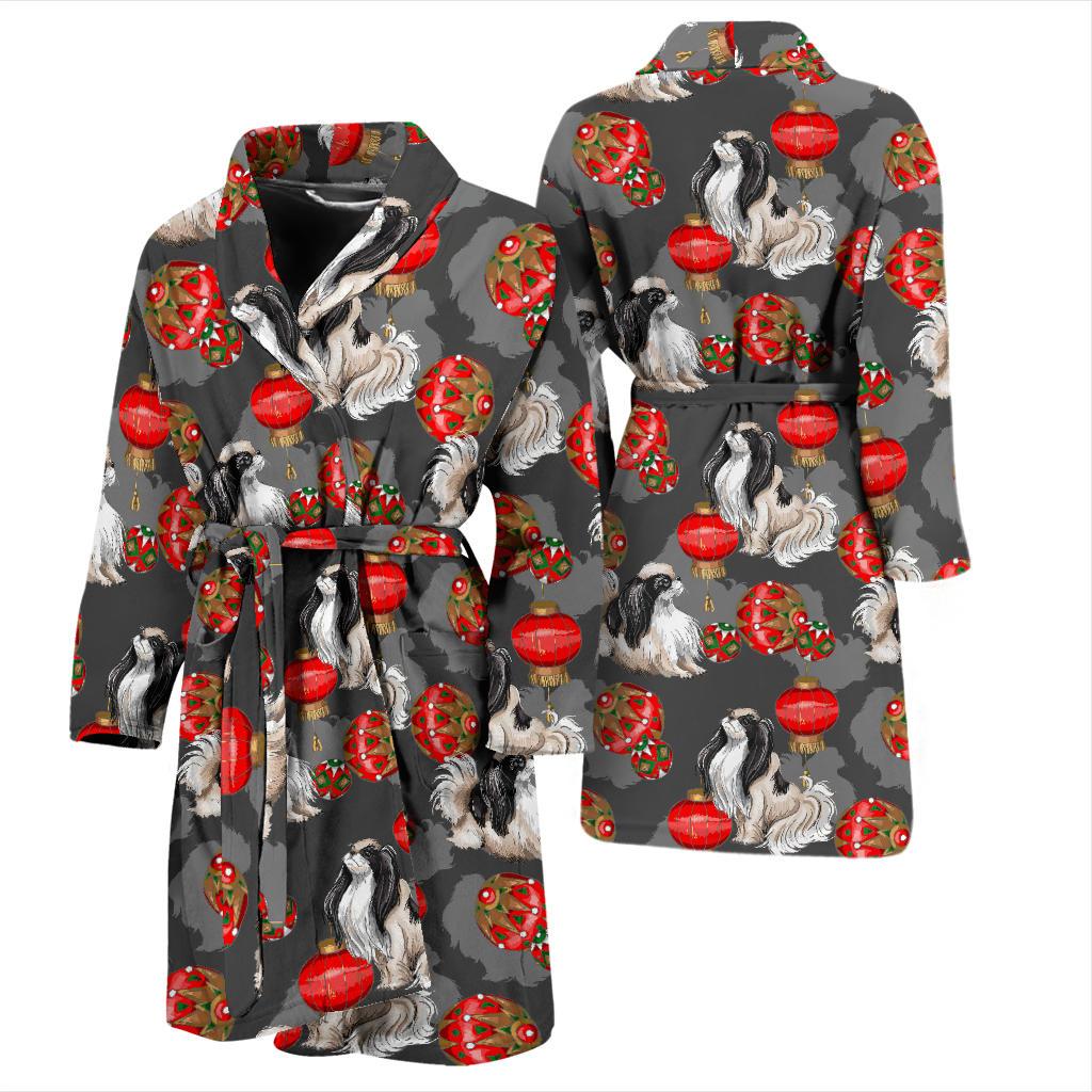 Japanese Chin Pattern Print Design 02 Men Bathrobe-JORJUNE.COM