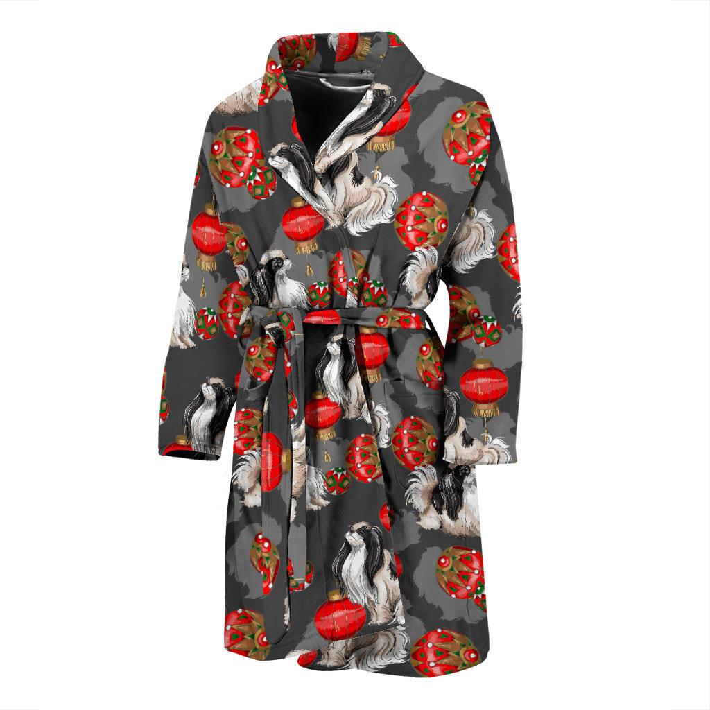Japanese Chin Pattern Print Design 02 Men Bathrobe-JORJUNE.COM