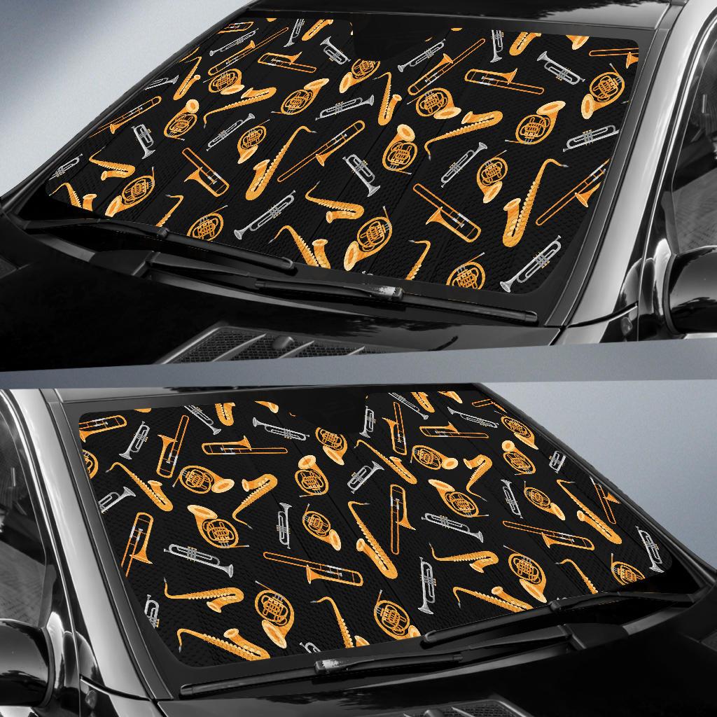 Jazz Pattern Print Design 01 Car Sun Shades-JORJUNE.COM