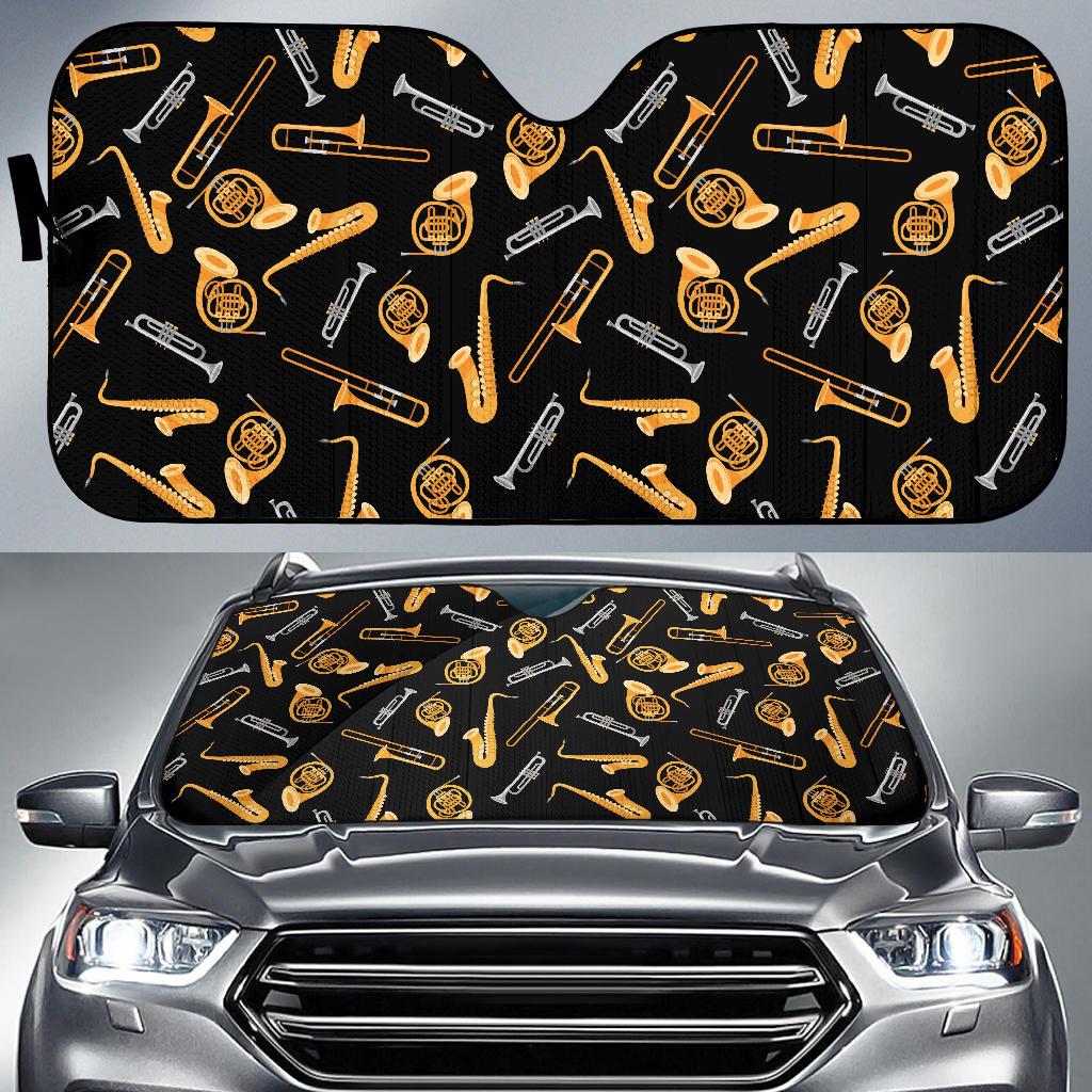 Jazz Pattern Print Design 01 Car Sun Shades-JORJUNE.COM