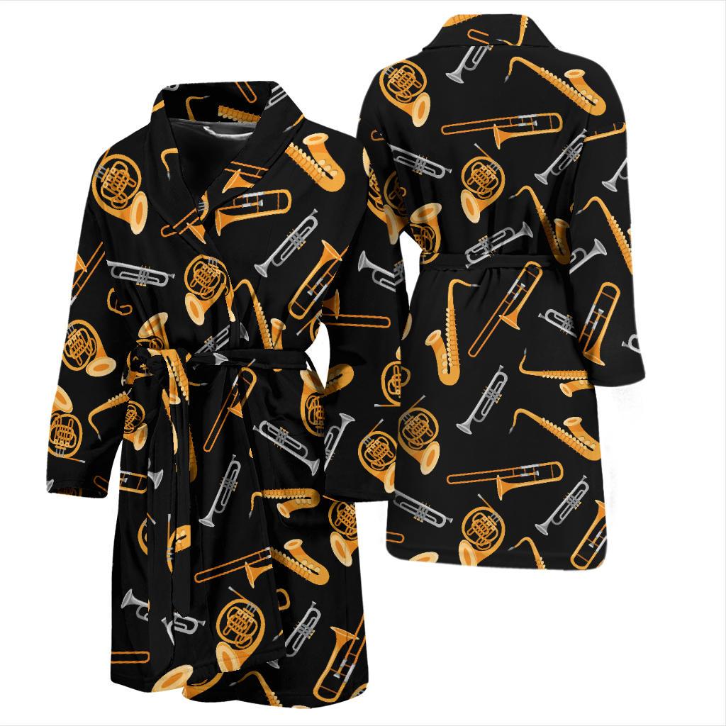 Jazz Pattern Print Design 01 Men Bathrobe-JORJUNE.COM