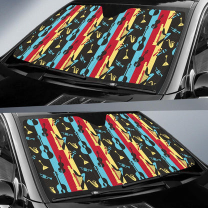 Jazz Pattern Print Design 02 Car Sun Shades-JORJUNE.COM