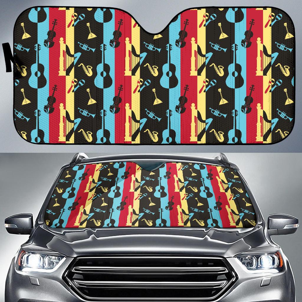 Jazz Pattern Print Design 02 Car Sun Shades-JORJUNE.COM