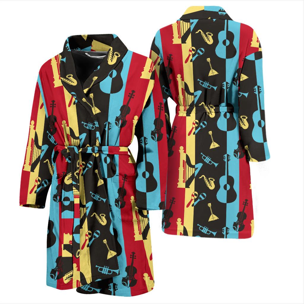 Jazz Pattern Print Design 02 Men Bathrobe-JORJUNE.COM