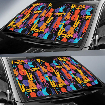 Jazz Pattern Print Design 03 Car Sun Shades-JORJUNE.COM