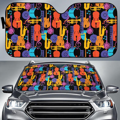 Jazz Pattern Print Design 03 Car Sun Shades-JORJUNE.COM