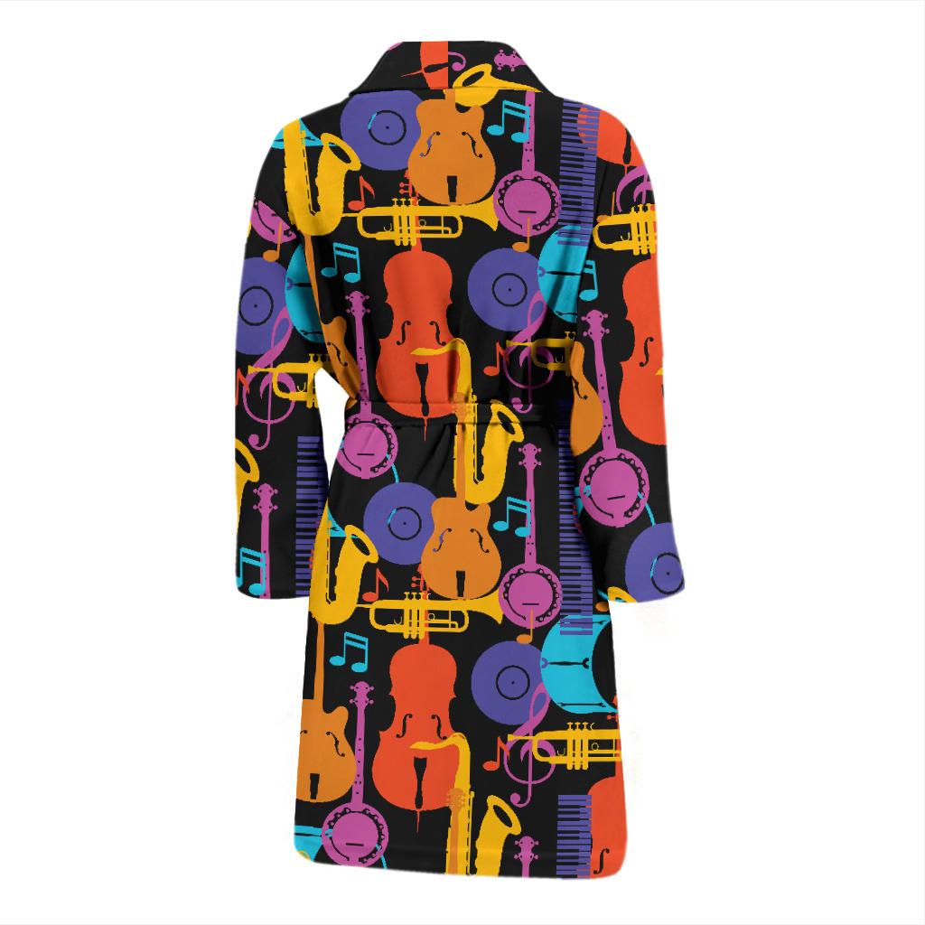 Jazz Pattern Print Design 03 Men Bathrobe-JORJUNE.COM