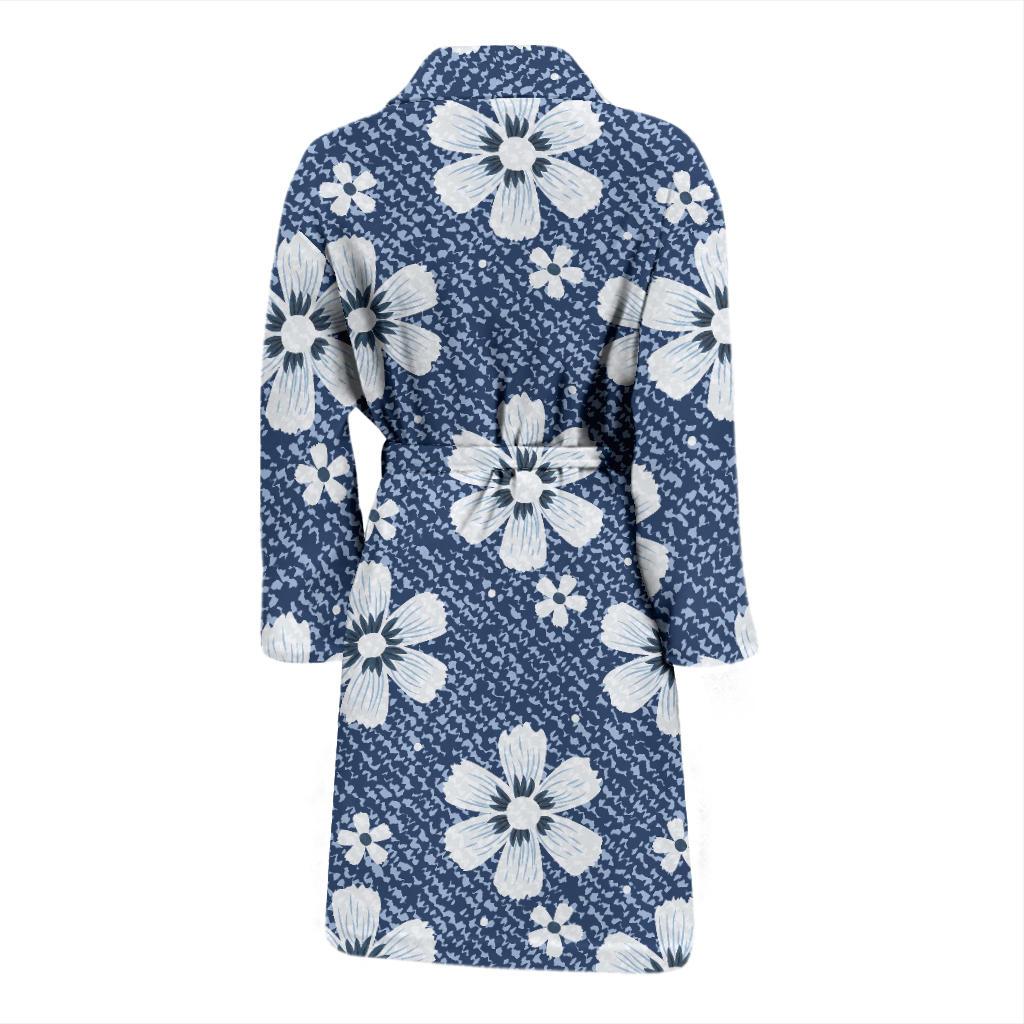 Jean Flower Pattern Print Design 03 Men Bathrobe-JORJUNE.COM