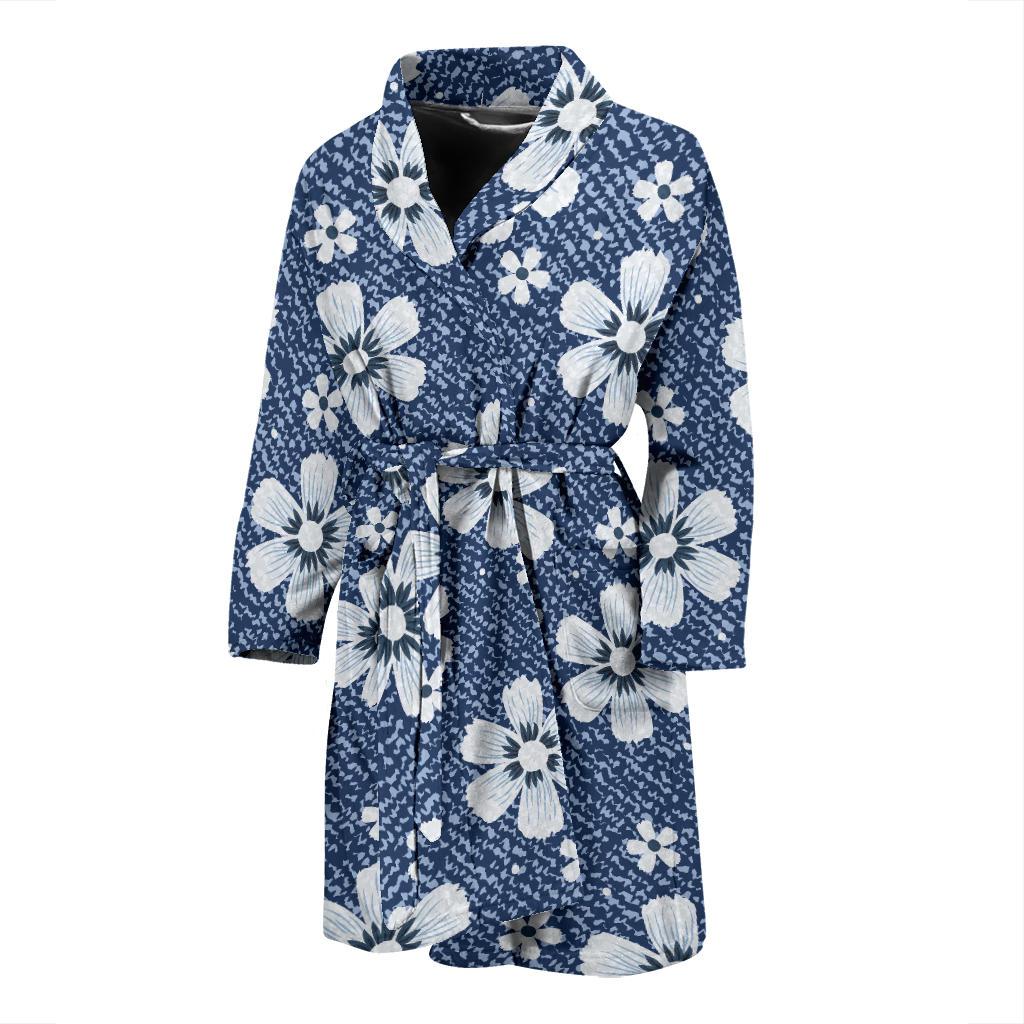 Jean Flower Pattern Print Design 03 Men Bathrobe-JORJUNE.COM