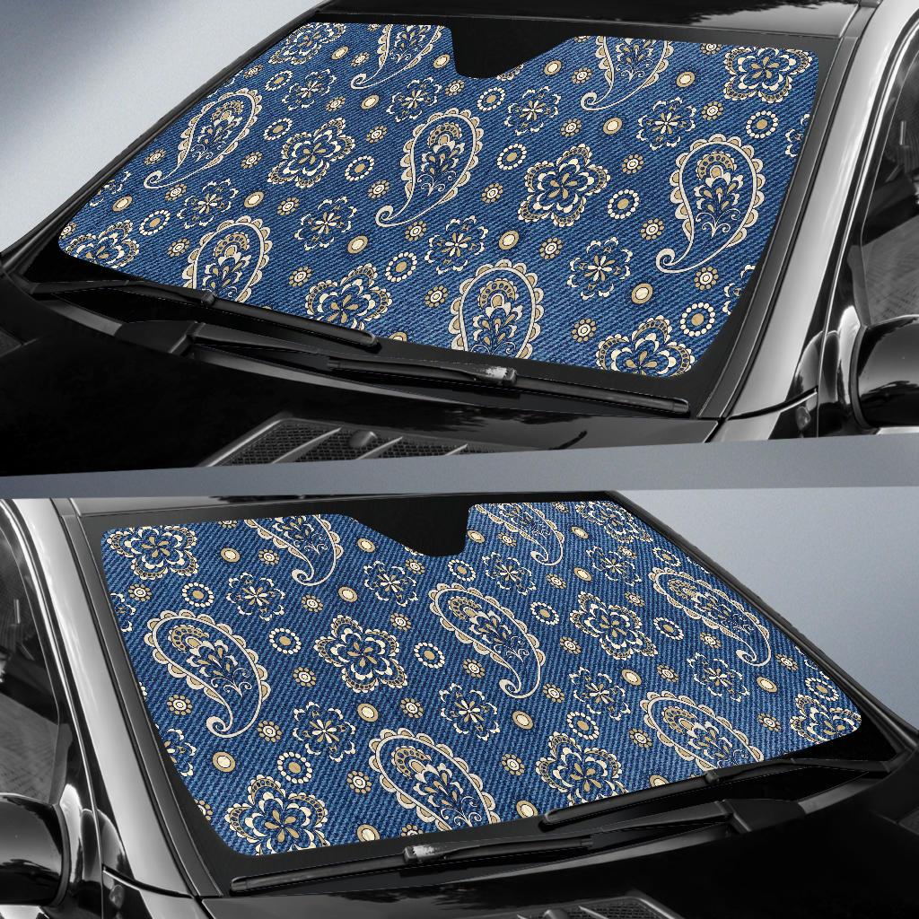 Jean Paisley Pattern Print Design 01 Car Sun Shades-JORJUNE.COM