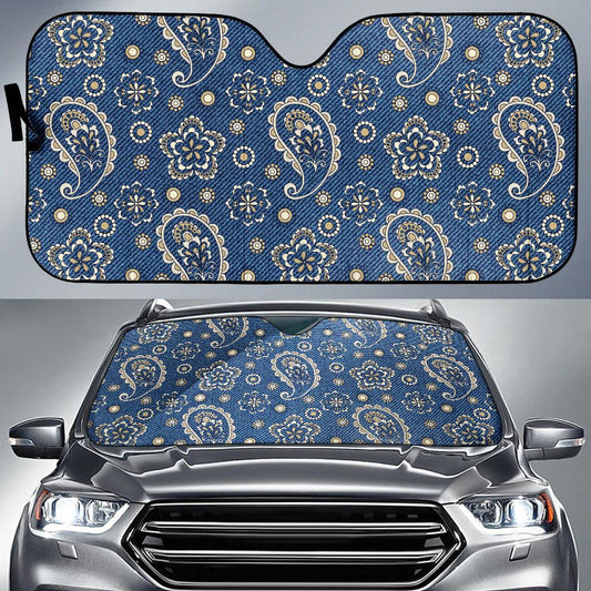 Jean Paisley Pattern Print Design 01 Car Sun Shades-JORJUNE.COM