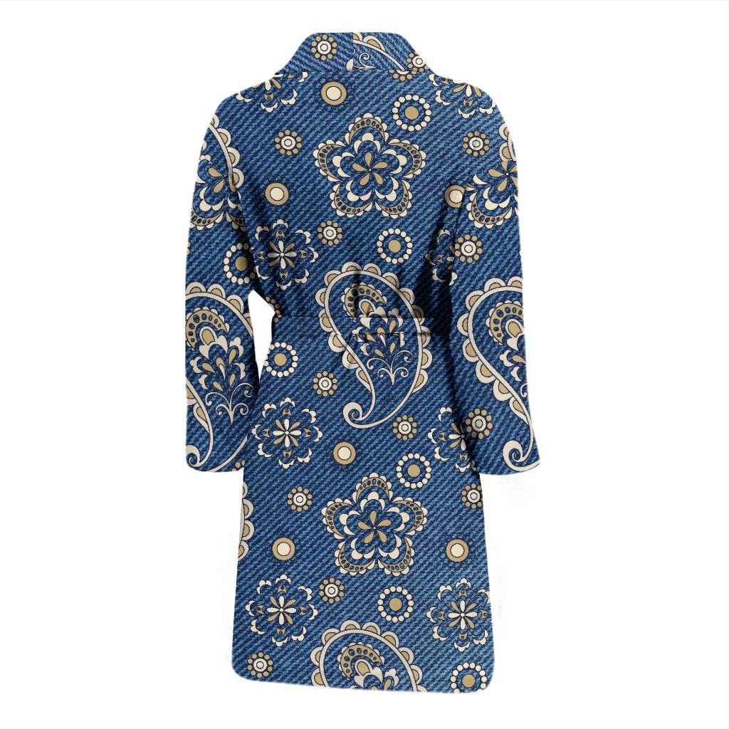 Jean Paisley Pattern Print Design 01 Men Bathrobe-JORJUNE.COM