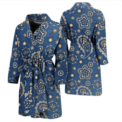 Jean Paisley Pattern Print Design 01 Men Bathrobe-JORJUNE.COM