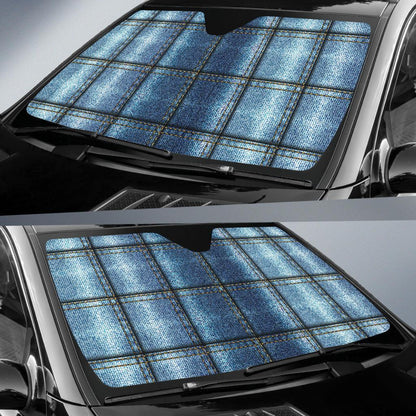 Jean Patchwork Pattern Print Design 02 Car Sun Shades-JORJUNE.COM